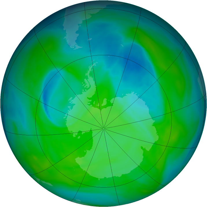 Antarctic ozone map for 09 December 2004